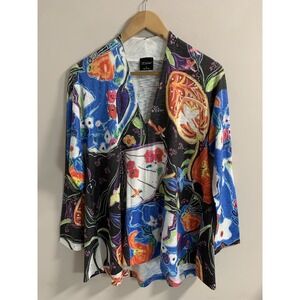 Vintage Inoah Womens Artsy Oversized Top Size S Rainbow Floral Abstract Bohemian